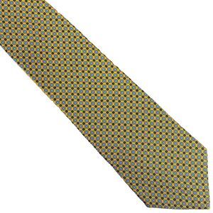 Brooks Brothers Tie Mens Yellow Blue Novelty Necktie 100% Silk